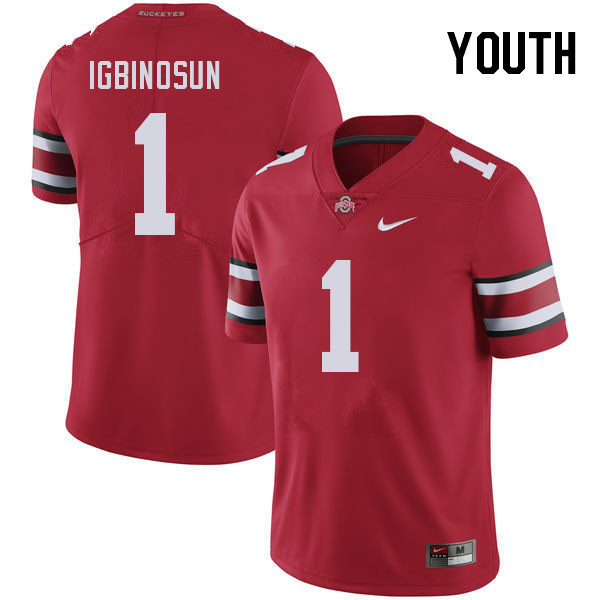 Youth #1 Davison Igbinosun Ohio State Buckeyes College Football Jerseys Stitched Sale-Red